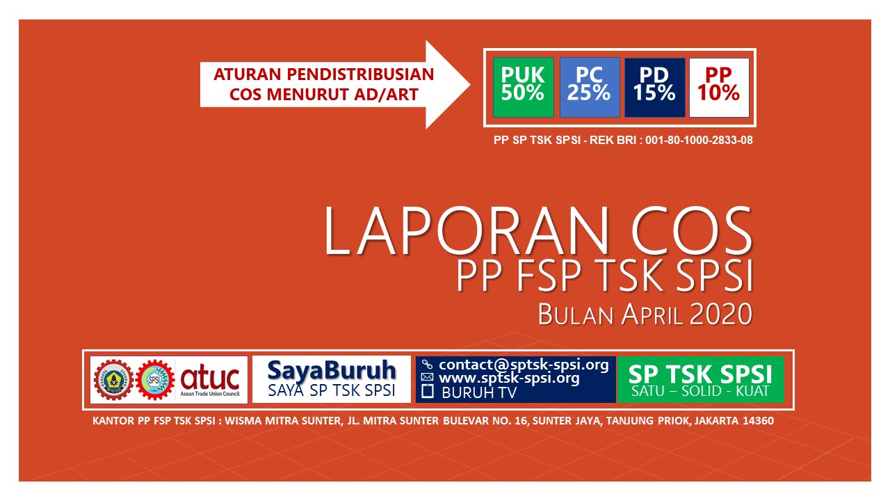 LAPORAN PENERIMAAN COS PP FSP TSK SPSI - APRIL 2020