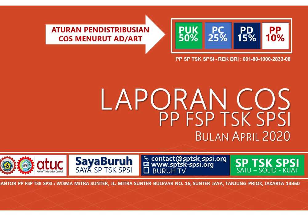LAPORAN PENERIMAAN COS PP FSP TSK SPSI - APRIL 2020