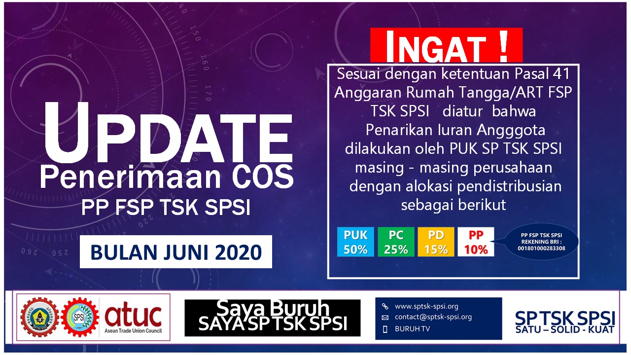 UPDATE PENERIMAAN COS BULAN JUNI 2020