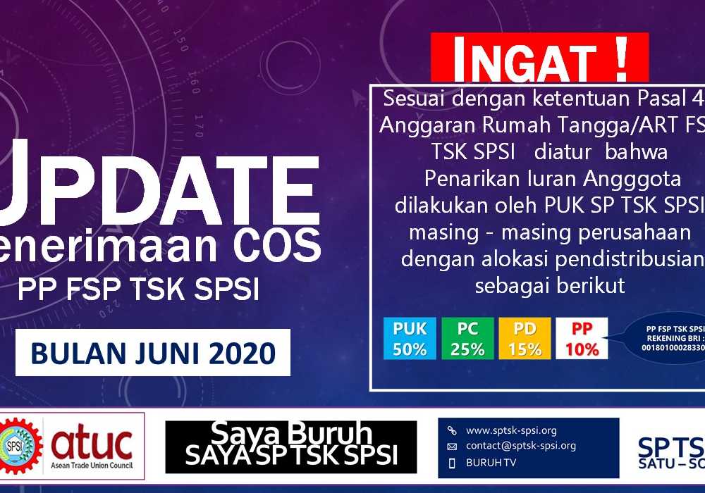 UPDATE PENERIMAAN COS BULAN JUNI 2020